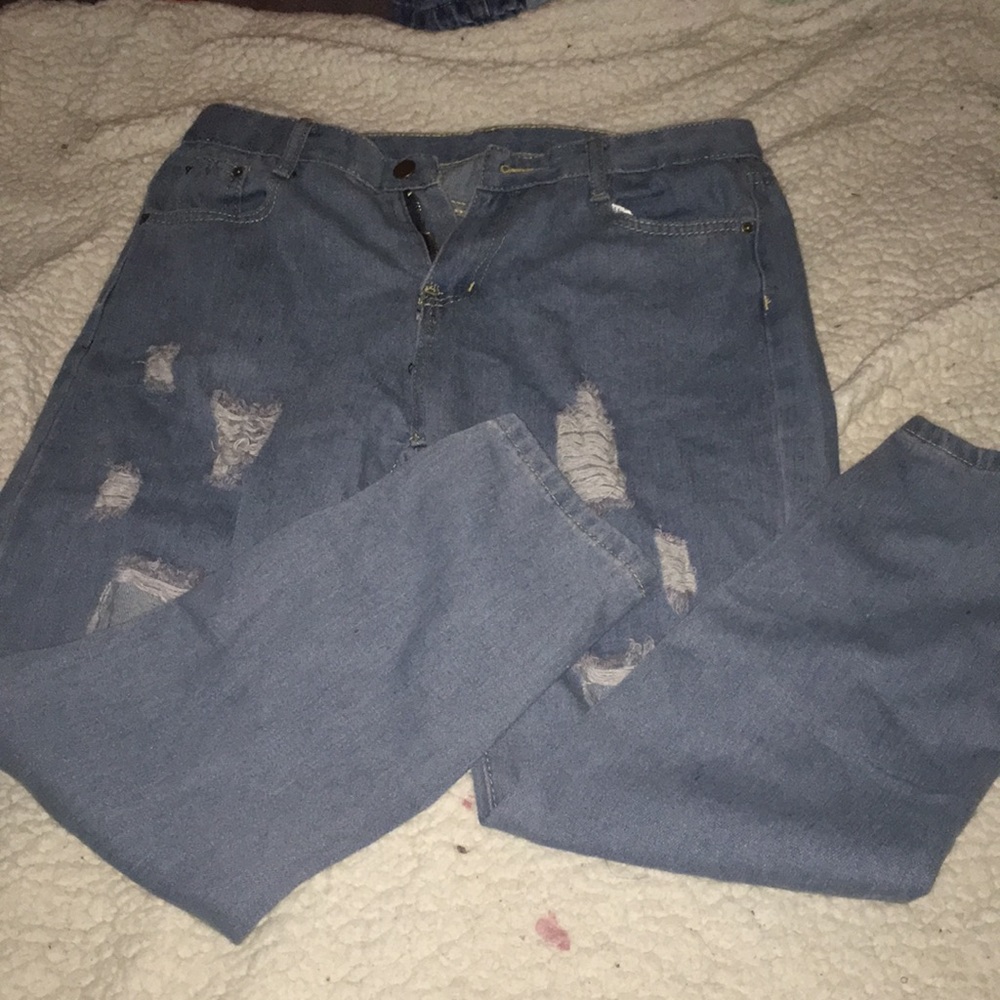 Distressed Light Blue Jeans